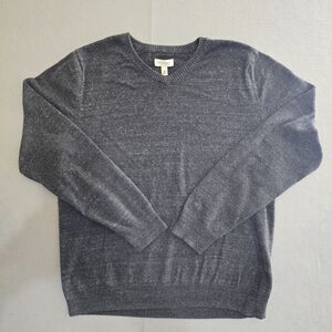 Sonoma Life Style Men's V Neck Sweater Pullover Cotton Heather Dark Gray Size M